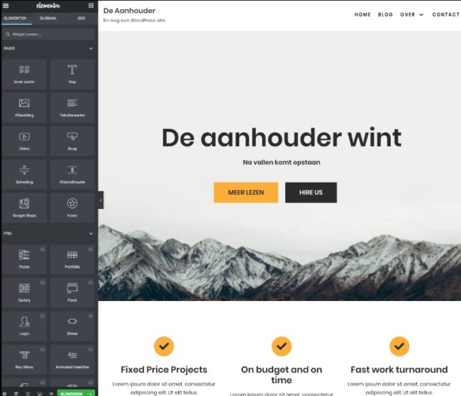 Elementor pagebuilder WordPress